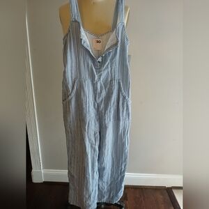 SO brand blue and white striped jumpsuit. New with tags.